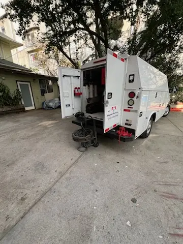 Magnet Plumbing service vehicle on-site for Faucet Repair in Rosenberg